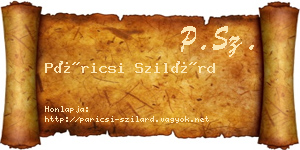 Páricsi Szilárd névjegykártya
